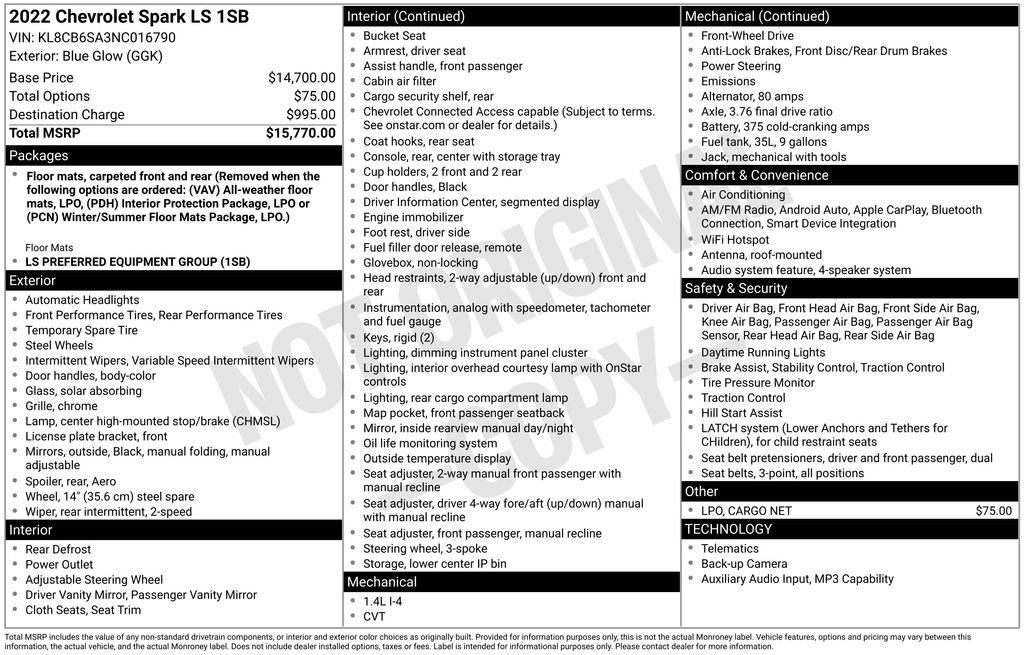 Used 2022 Chevrolet Spark LS FWD image 10