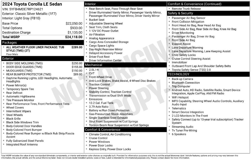 Certified 2024 Toyota Corolla LE FWD image 10