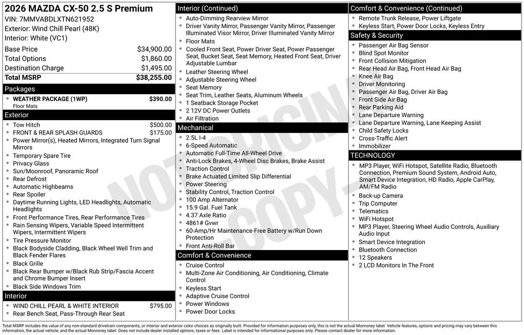 New 2026 MAZDA CX-50 AWD 2.5 S w/ Weather Package image 6