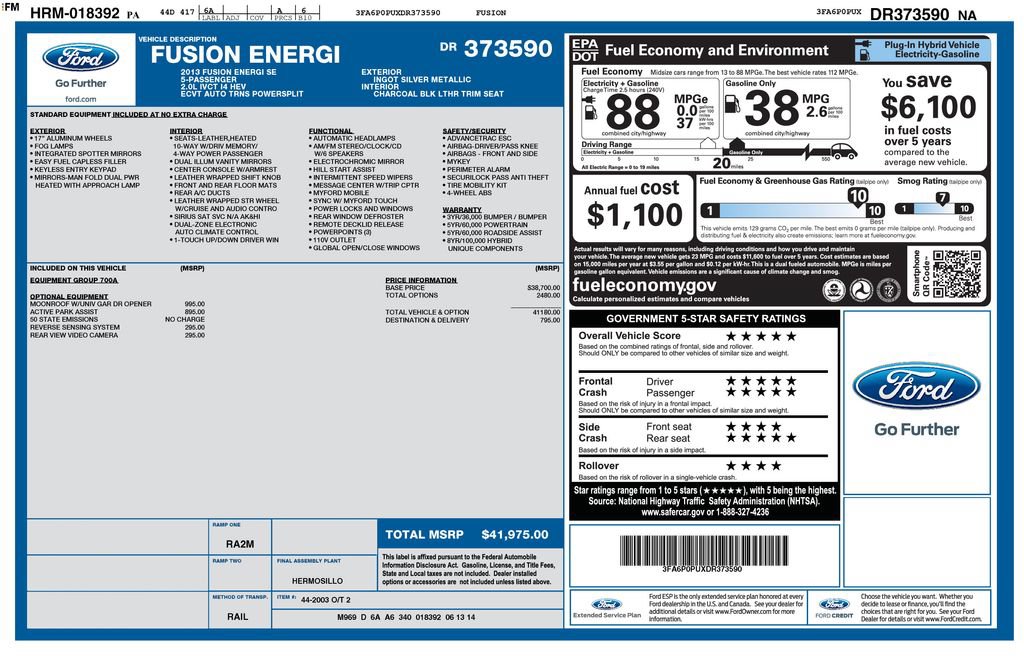Used 2013 Ford Fusion Energi SE FWD image 2