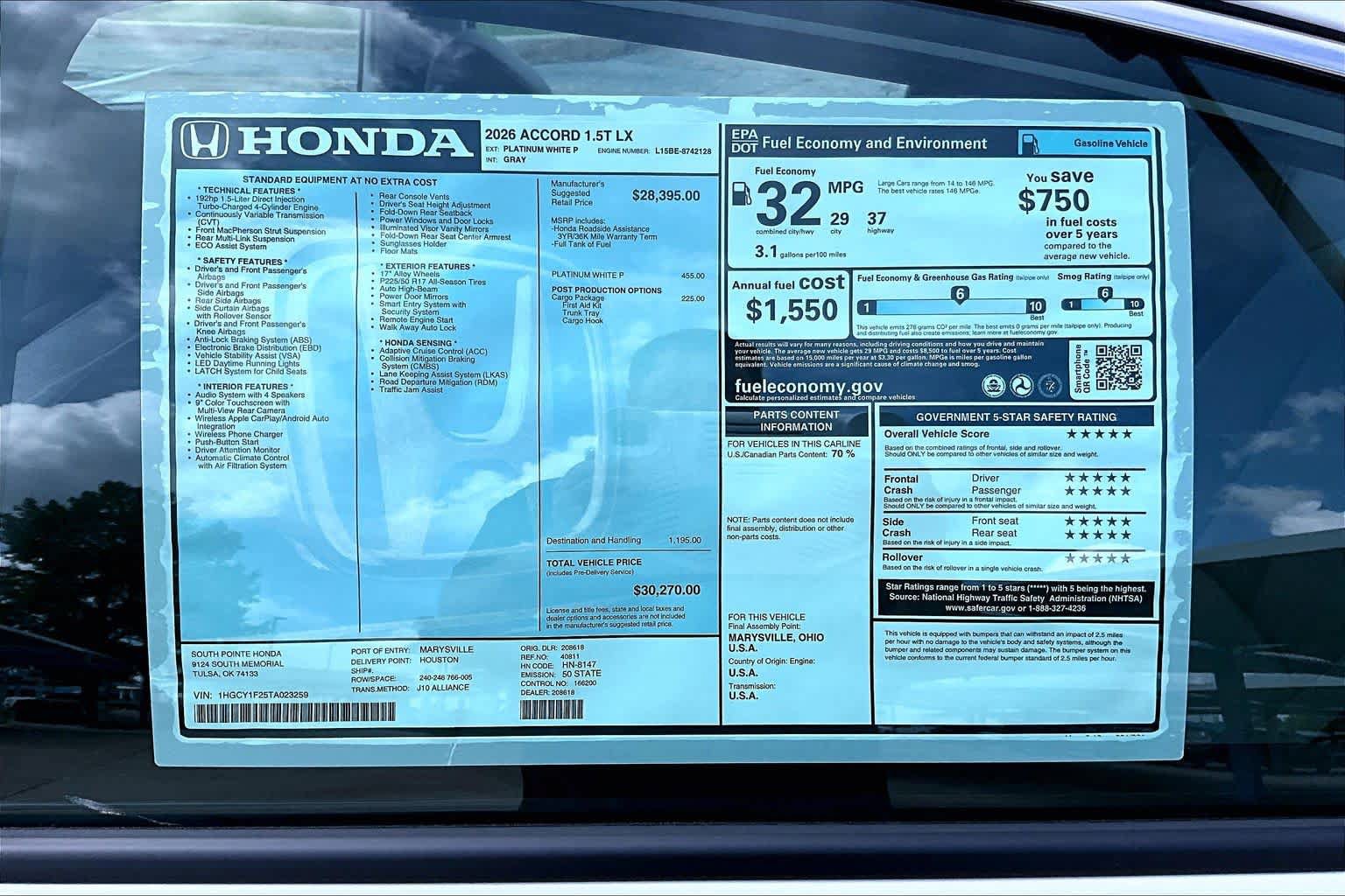 New 2026 Honda Accord LX image 22