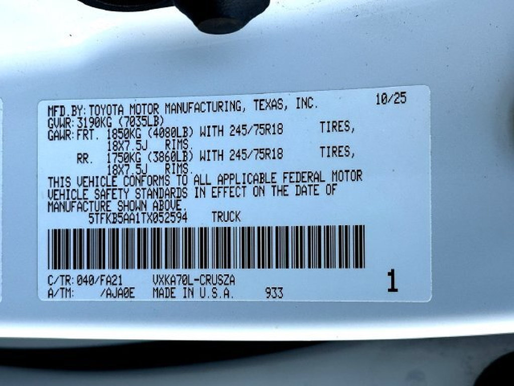 Certified 2026 Toyota Tundra SR RWD image 31