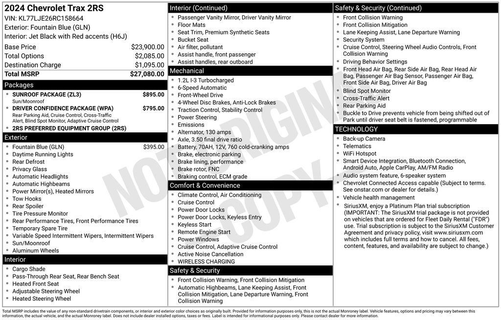 Certified 2024 Chevrolet Trax RS w/ Sunroof Package FWD image 7