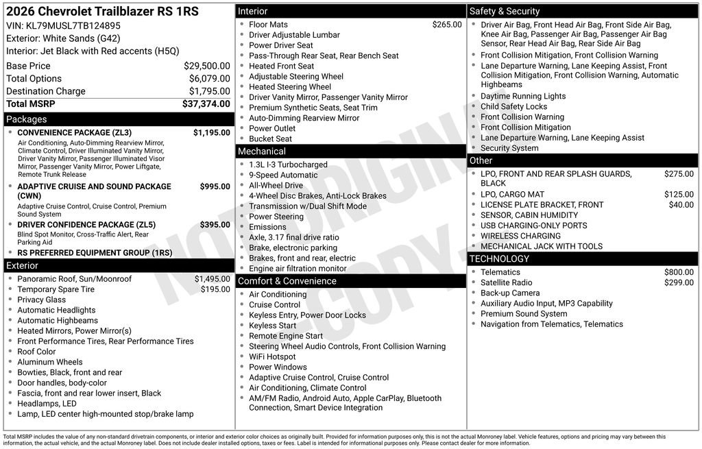New 2026 Chevrolet TrailBlazer RS w/ Convenience Package AWD/4WD image 44