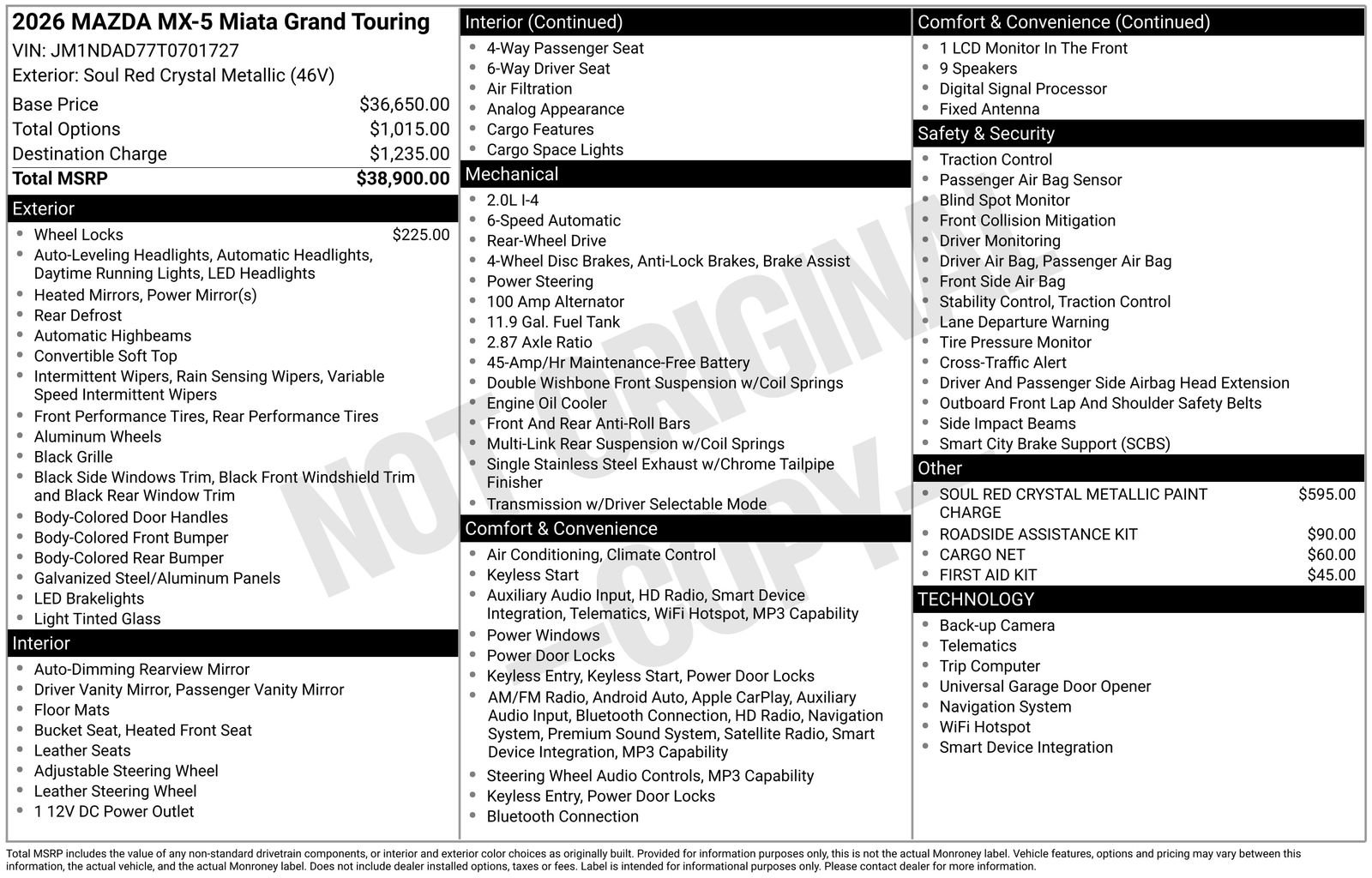 New 2026 MAZDA MX-5 Miata Grand Touring image 21