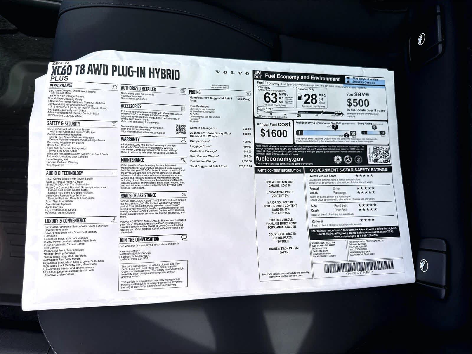New 2026 Volvo XC60 T8 Plus AWD/4WD image 37