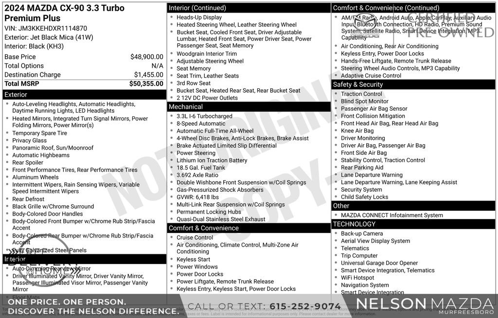 Certified 2024 MAZDA CX-90 3.3 Turbo w/ Premium Plus Pkg AWD/4WD image 2