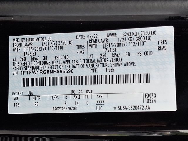 Used 2022 Ford F150 Raptor w/ Equipment Group 801A High AWD/4WD image 30