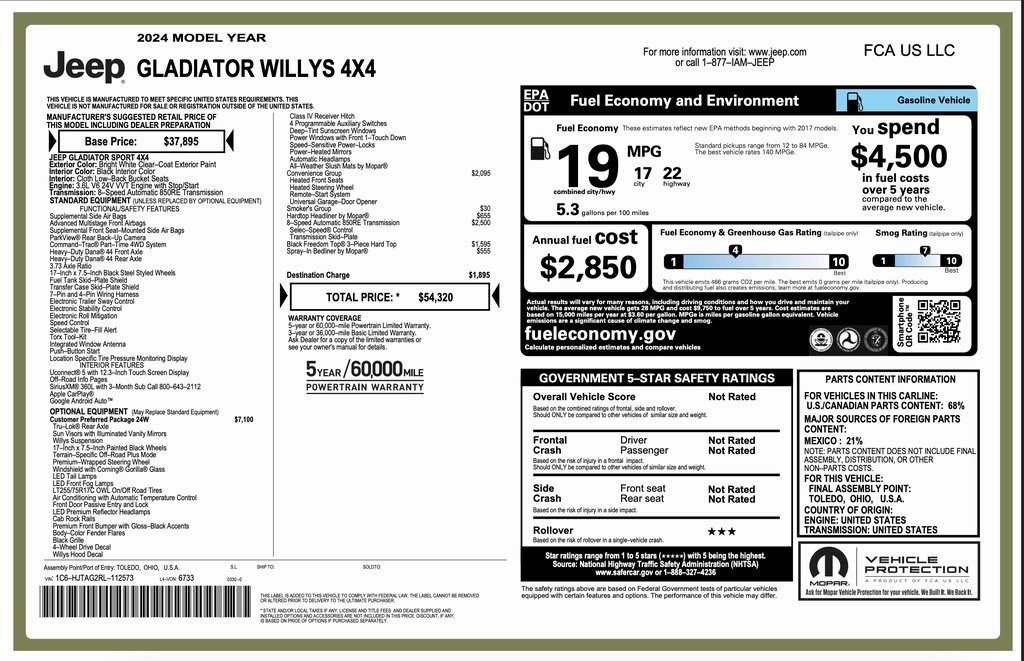 Certified 2024 Jeep Gladiator Sport image 2