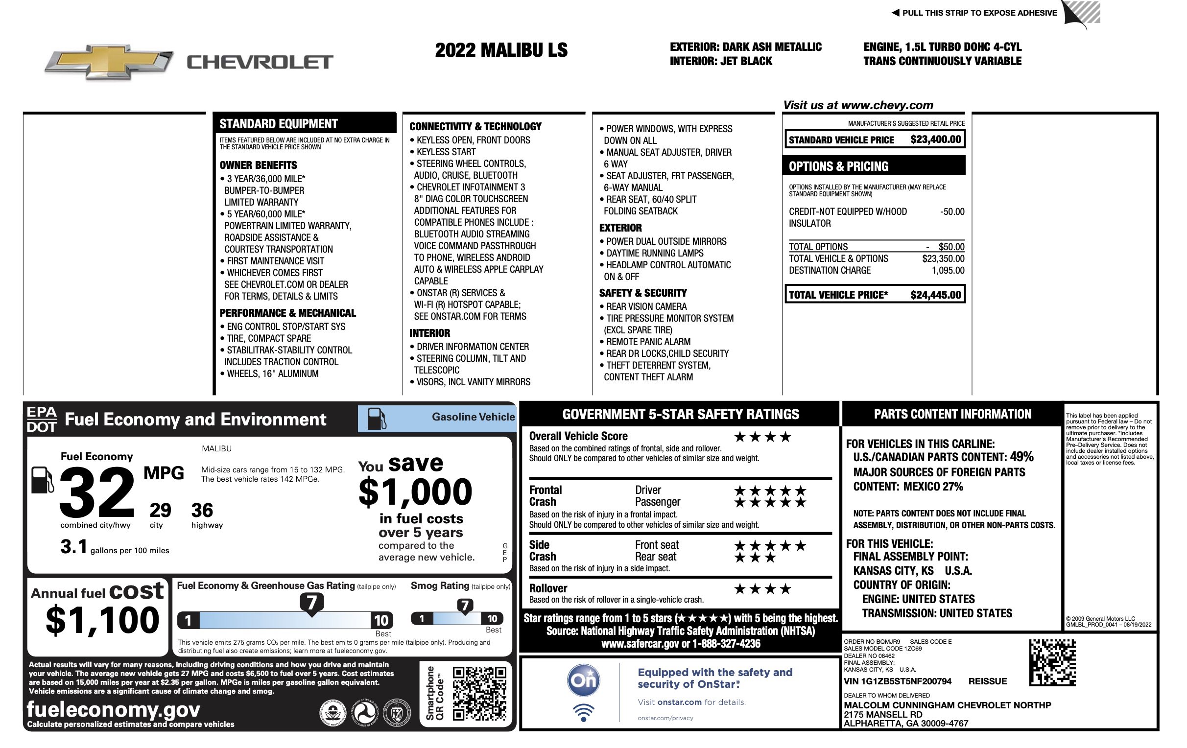 Used 2022 Chevrolet Malibu LS image 2