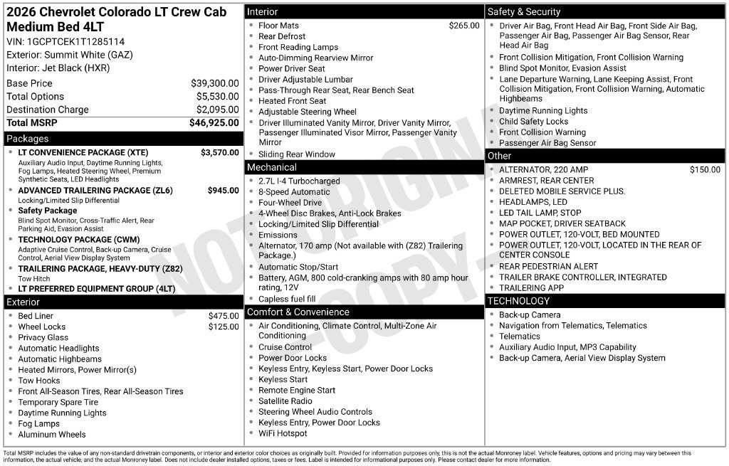New 2026 Chevrolet Colorado LT w/ LT Convenience Package AWD/4WD image 11