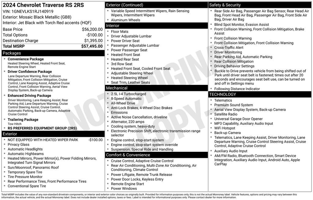 Certified 2024 Chevrolet Traverse RS AWD/4WD image 34