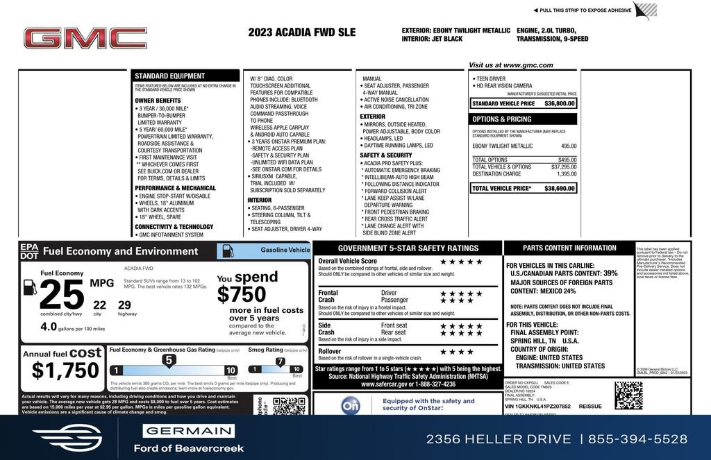 Used 2023 GMC Acadia SLE image 28