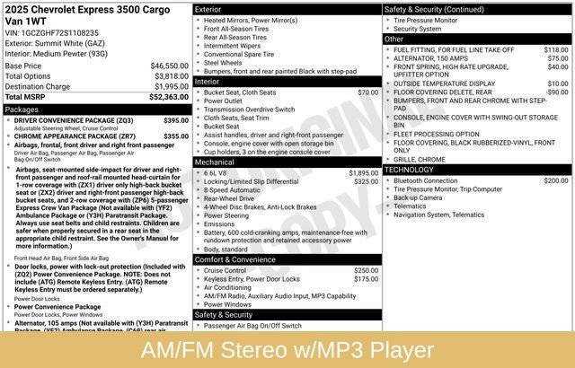 Used 2025 Chevrolet Express 3500 Extended w/ Driver Convenience Package image 6