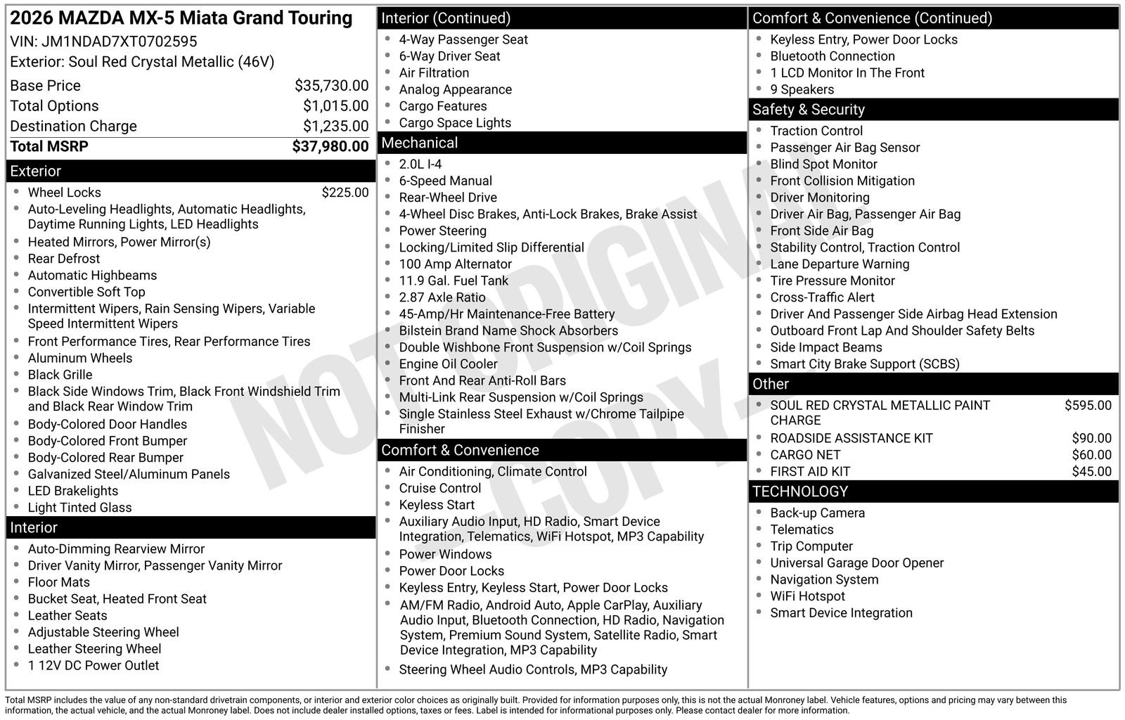 New 2026 MAZDA MX-5 Miata Grand Touring image 21