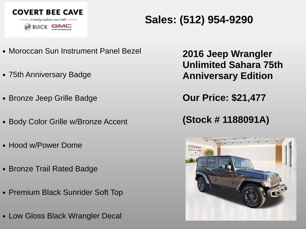 Used 2016 Jeep Wrangler Unlimited Sahara AWD/4WD image 37