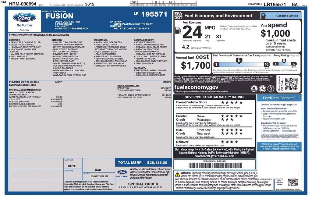 Used 2020 Ford Fusion SE image 30