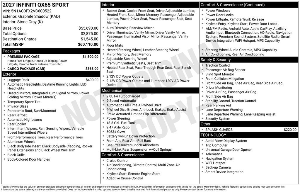 New 2027 INFINITI QX65 Autograph w/ Premium Package AWD/4WD image 12