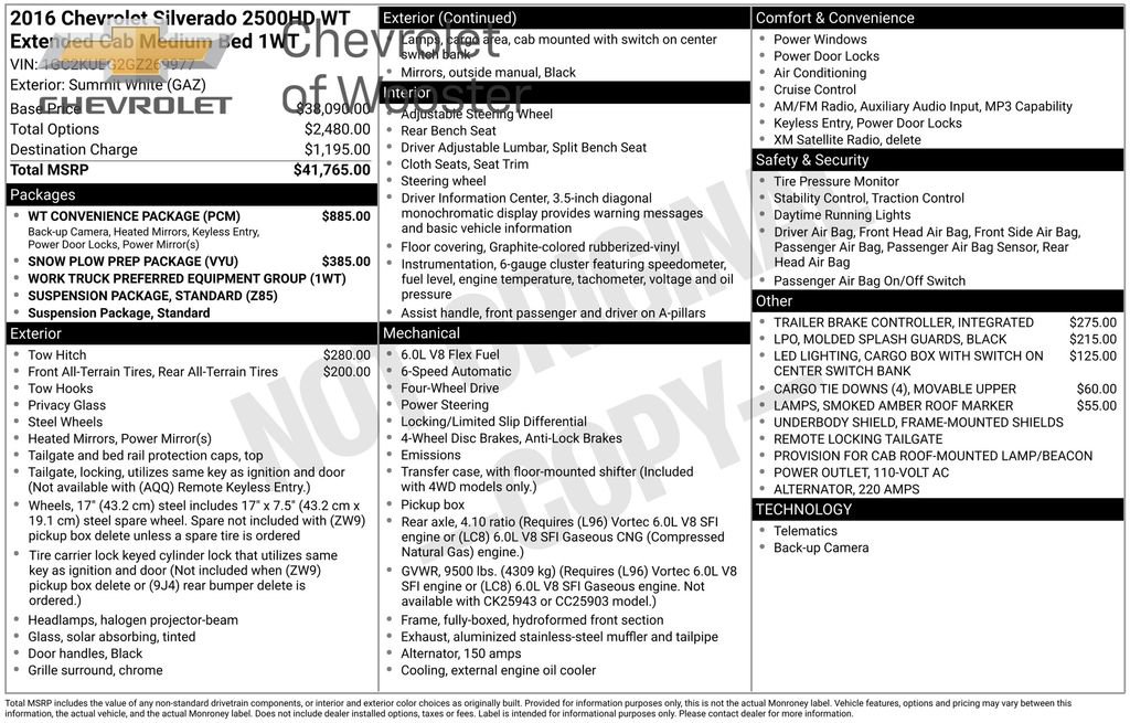 Used 2016 Chevrolet Silverado 2500 W/T w/ WT Convenience Package AWD/4WD image 17