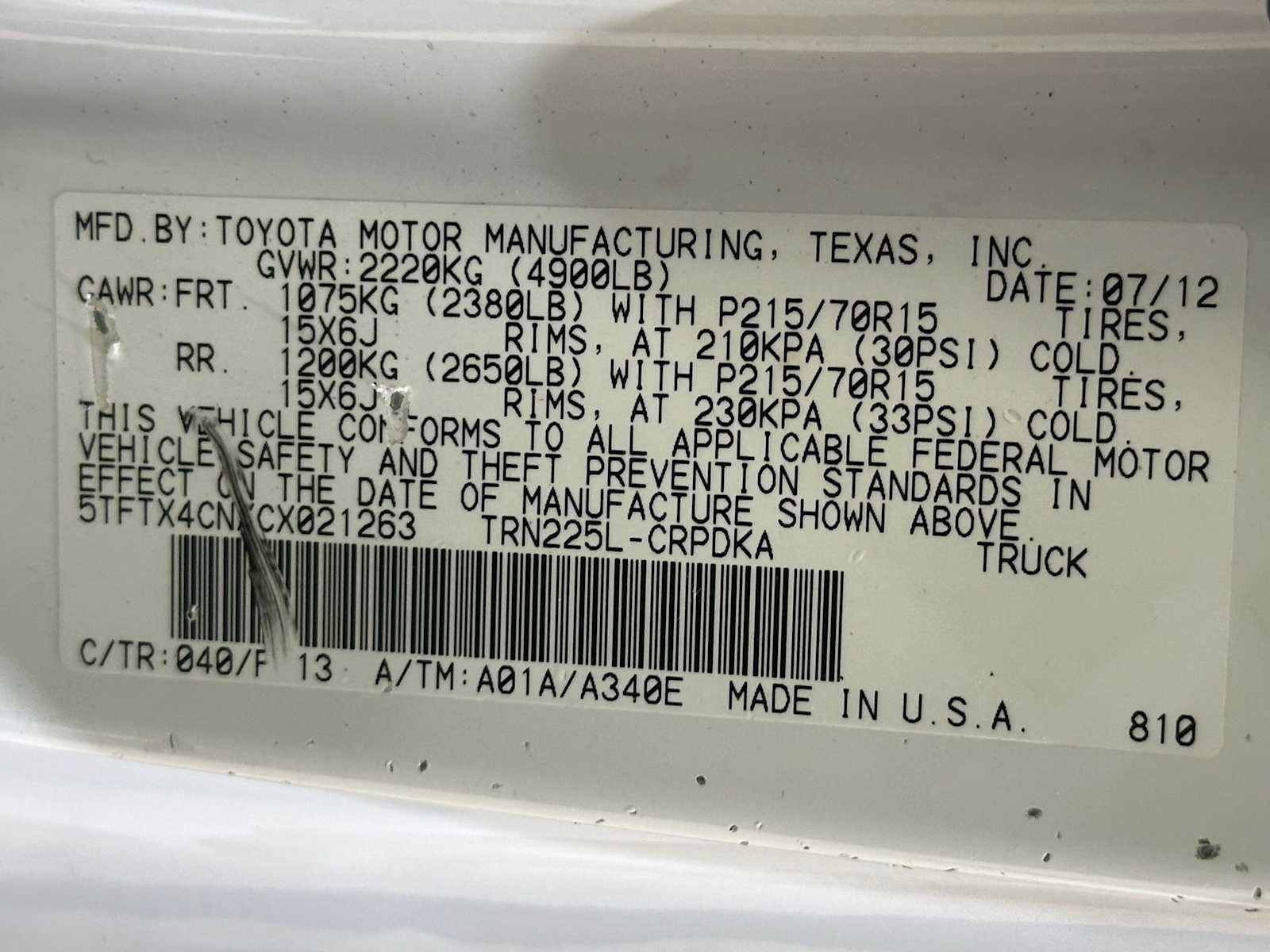 Used 2012 Toyota Tacoma 2WD Access Cab w/ Convenience Pkg image 29