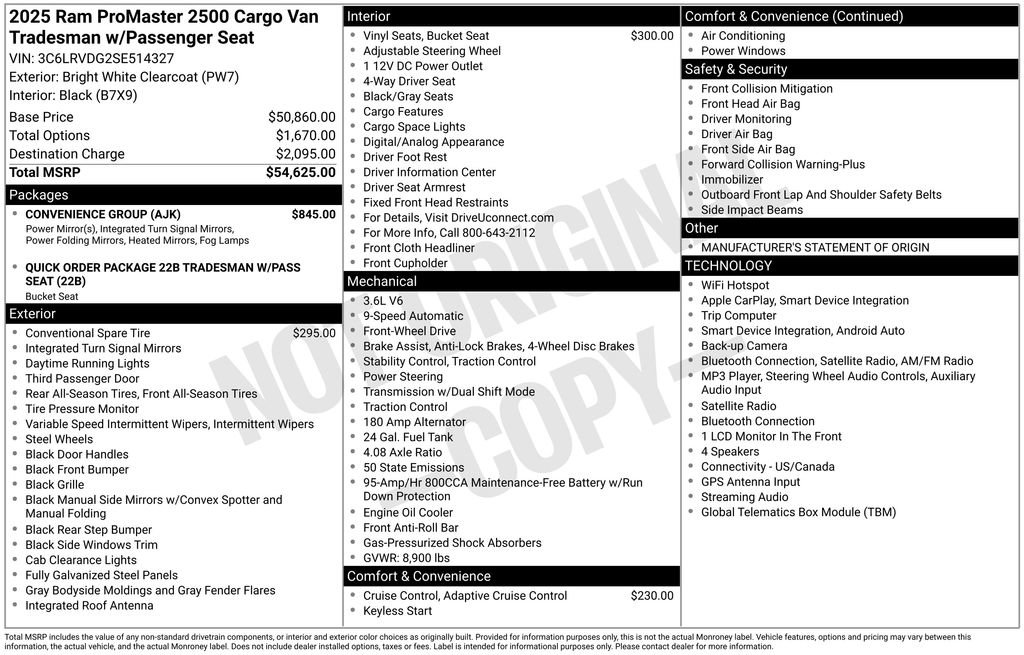 Used 2025 RAM ProMaster 2500 w/ Convenience Group FWD image 3