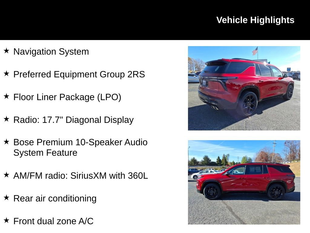 Certified 2024 Chevrolet Traverse RS w/ LPO, Floor Liner Package image 7