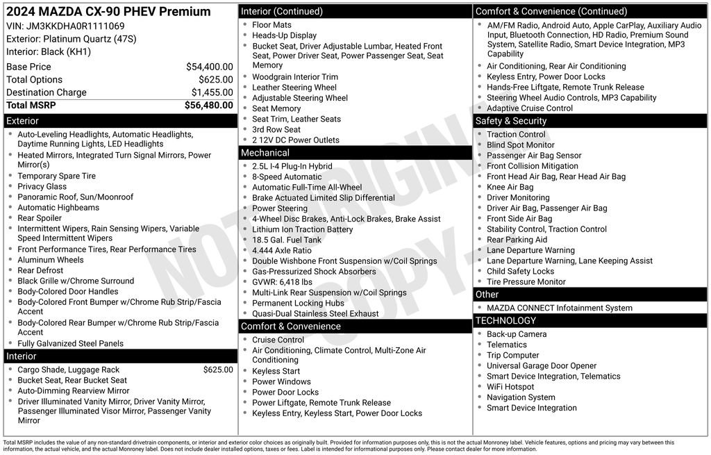 Certified 2024 MAZDA CX-90 Plug-In Hybrid w/ Premium Pkg image 41