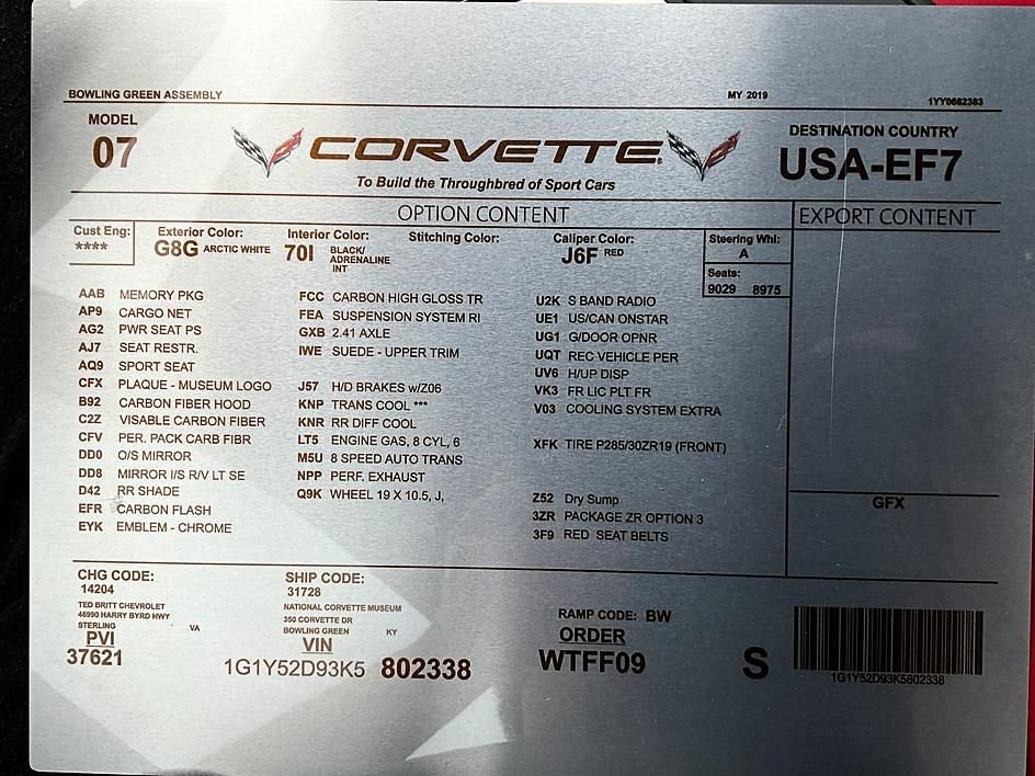 Used 2019 Chevrolet Corvette ZR1 RWD image 33