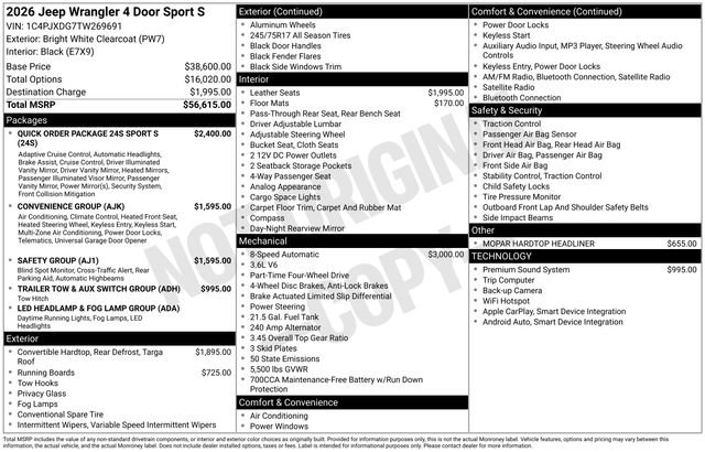 New 2026 Jeep Wrangler Sport S image 34