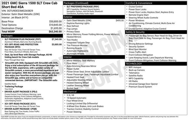 Used 2021 GMC Sierra 1500 SLT w/ SLT Premium Plus Package AWD/4WD image 39