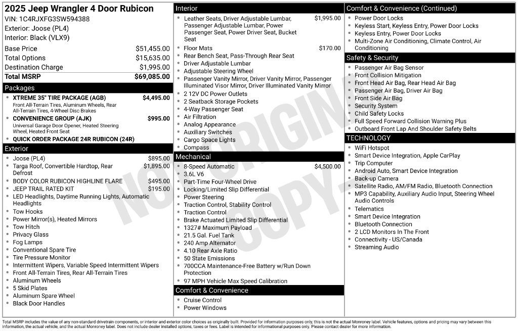 Used 2025 Jeep Wrangler Unlimited Rubicon w/ XTREMEE 35" Tire Package AWD/4WD image 39