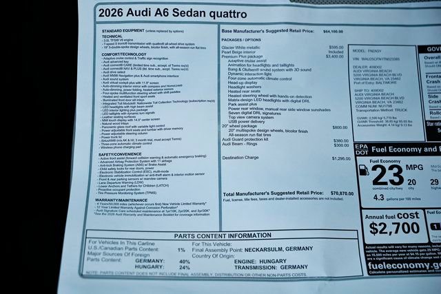 New 2026 Audi A6 Premium Plus AWD/4WD image 43