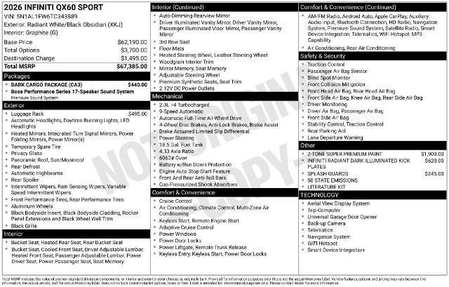 Certified 2026 INFINITI QX60 Sport w/ Dark Cargo Package AWD/4WD image 27