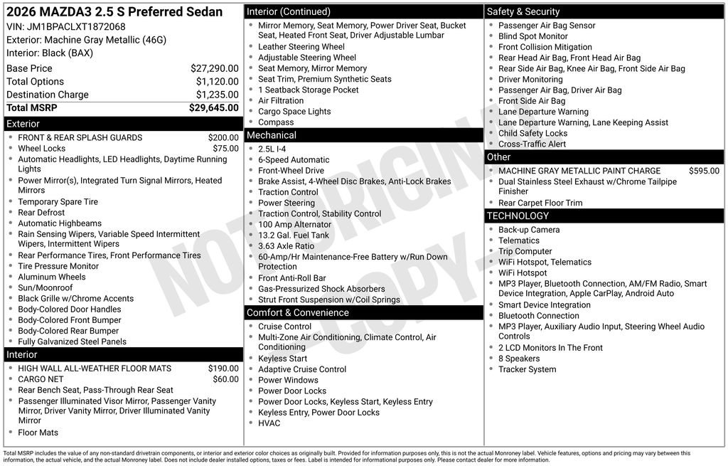 New 2026 MAZDA MAZDA3 2.5 S Sedan w/ Preferred Pkg FWD image 10