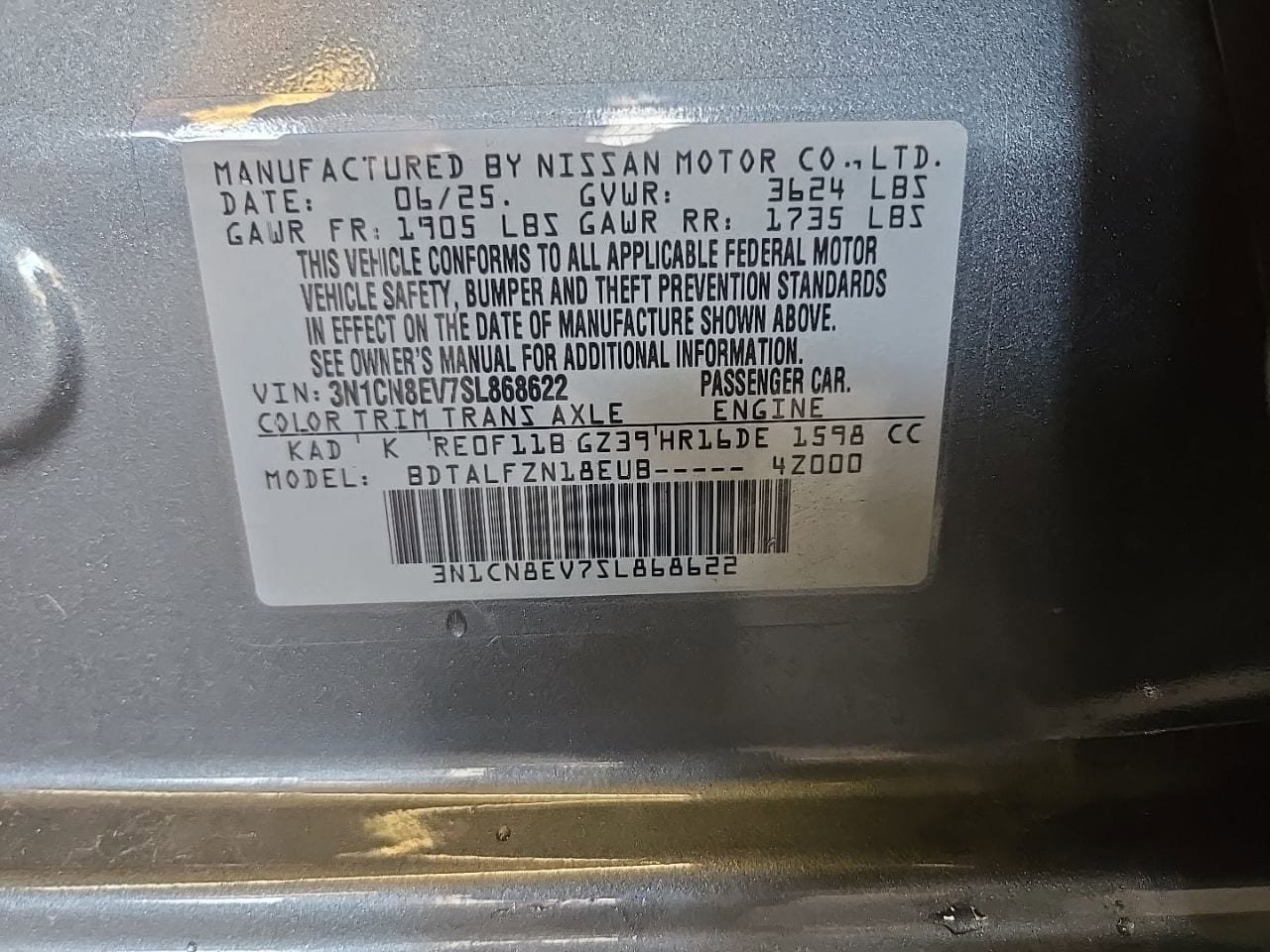 Certified 2025 Nissan Versa SV w/ Trunk Package FWD image 10
