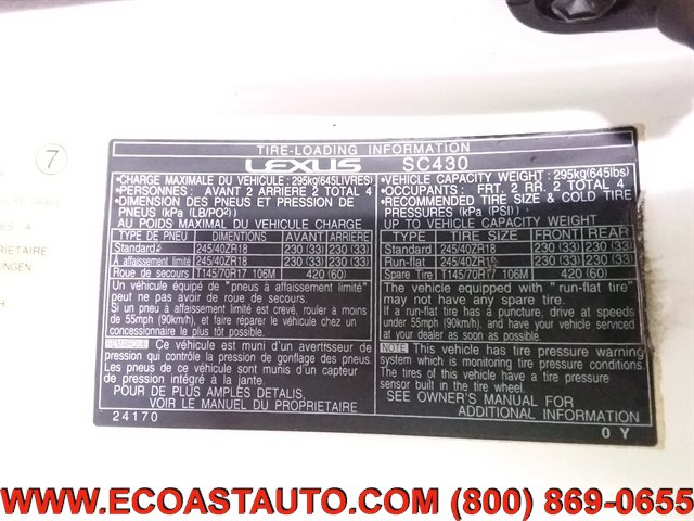 Used 2002 Lexus SC 430 Convertible image 24