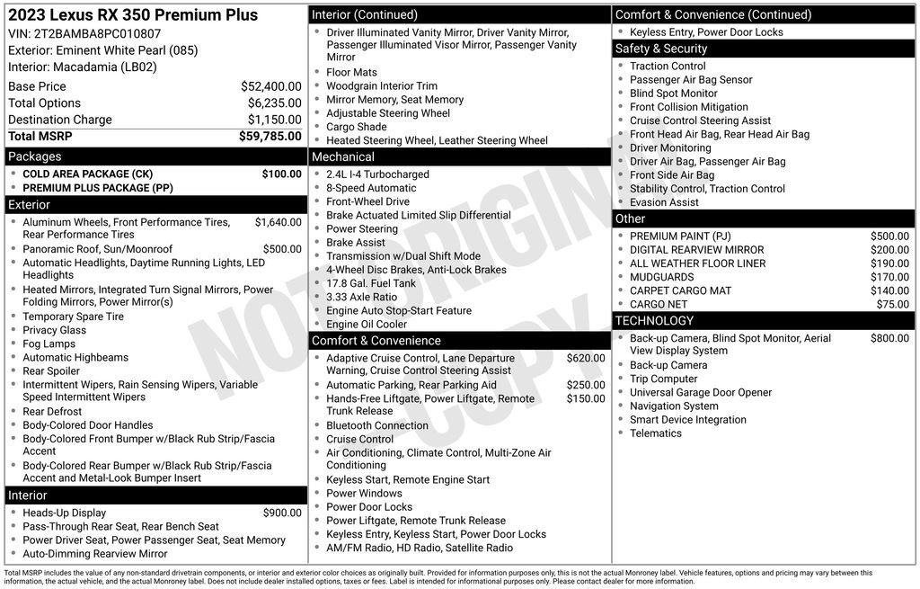 Used 2023 Lexus RX 350 Premium Plus w/ Cold Area Package FWD image 40