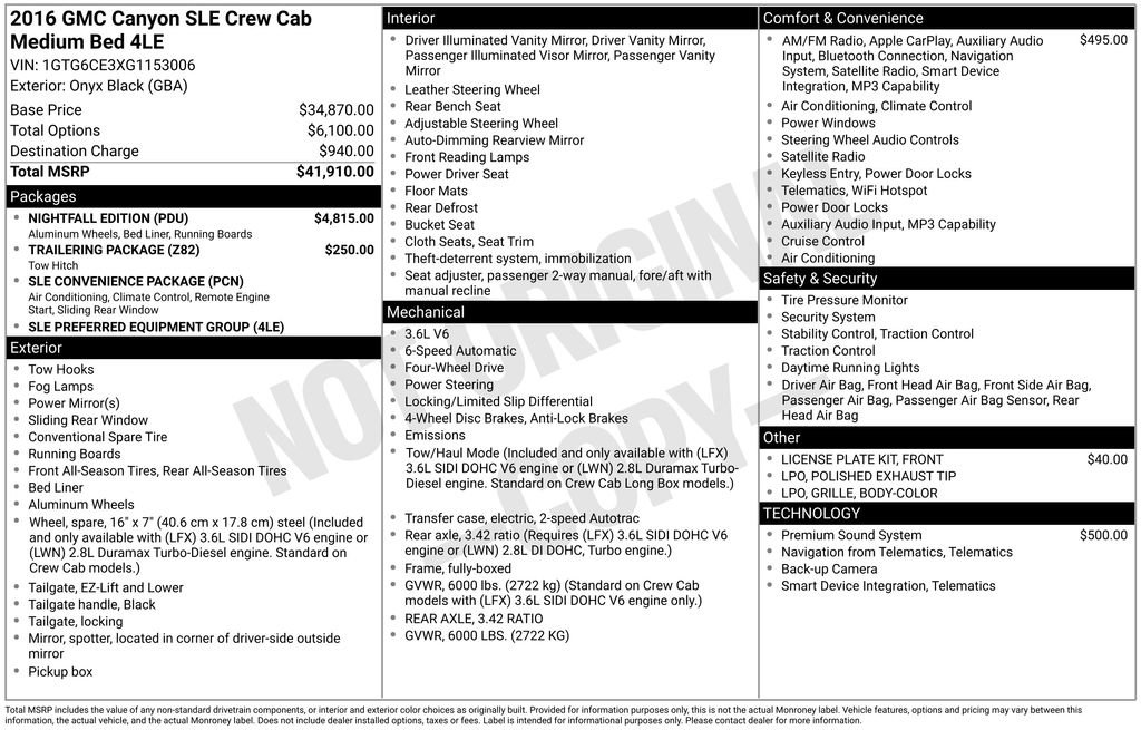 Used 2016 GMC Canyon SLE w/ Nightfall Edition AWD/4WD image 19