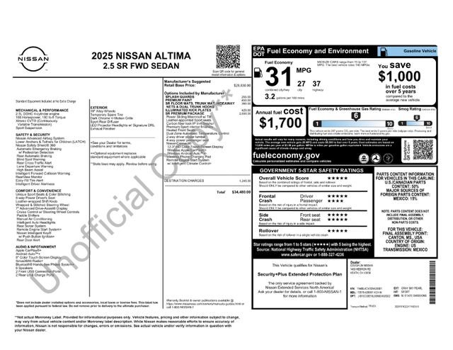 New 2025 Nissan Altima 2.5 SR w/ SR Premium Package image 4