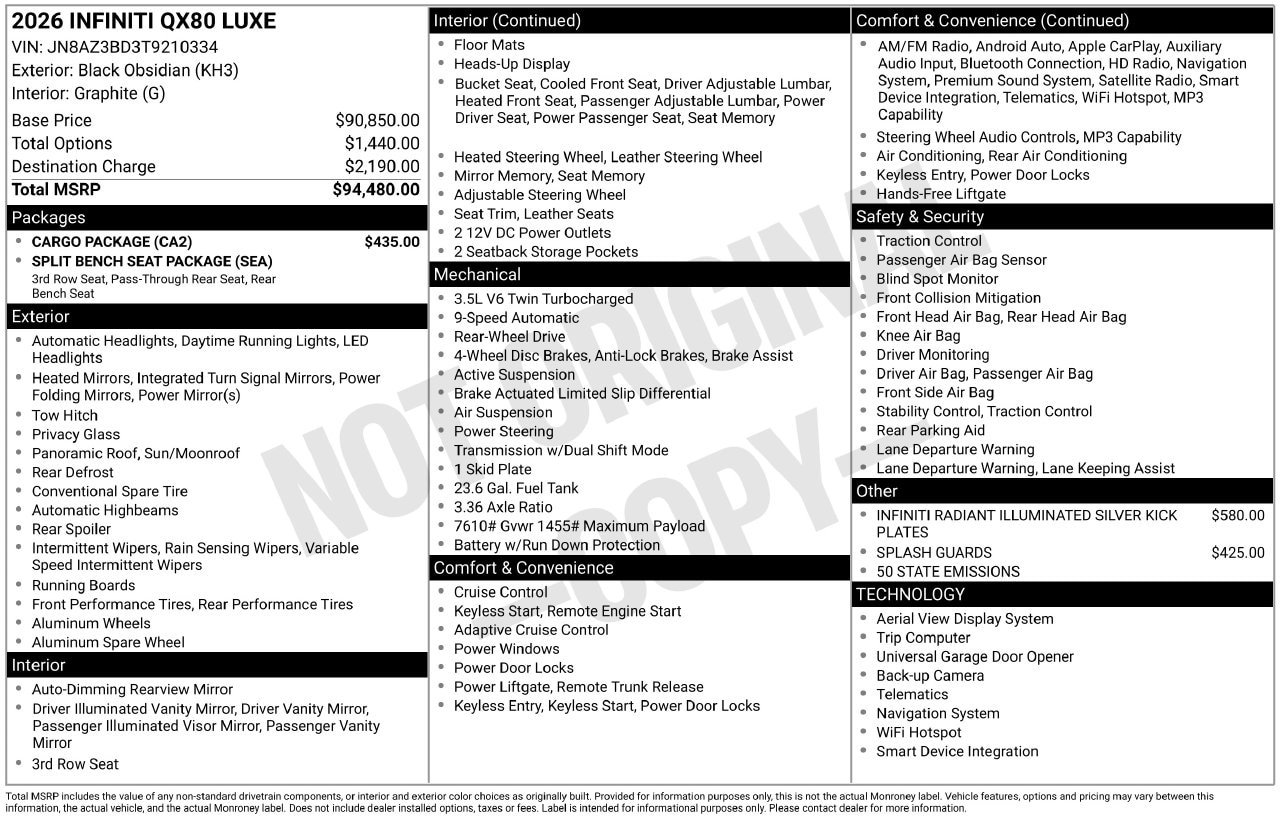 Certified 2026 INFINITI QX80 Luxe w/ Cargo Package RWD image 11