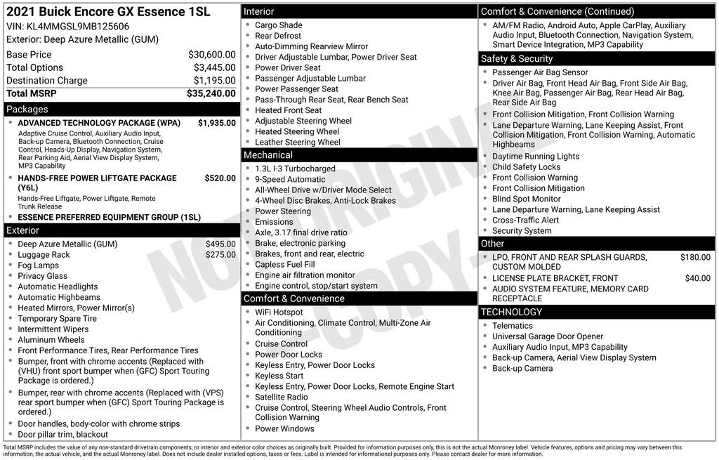 Certified 2021 Buick Encore GX Essence w/ Advanced Technology Package AWD/4WD image 33