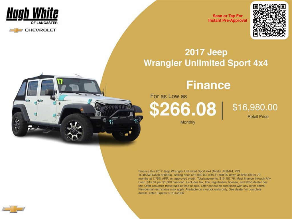 Used 2017 Jeep Wrangler Unlimited Sport w/ Connectivity Group image 3