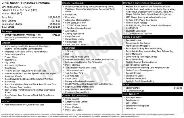 New 2026 Subaru Crosstrek 2.0i Premium w/ Crosstrek Mirror Package image 4