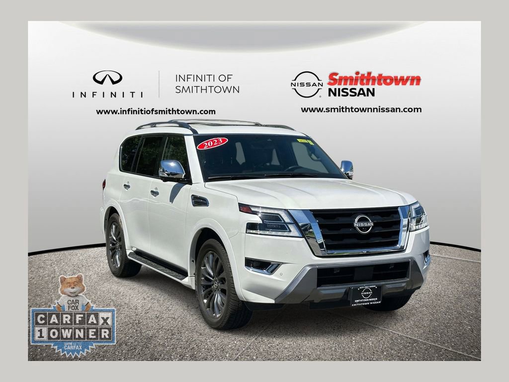 Used 2023 Nissan Armada Platinum w/ Captain's Chairs Package AWD/4WD video 1