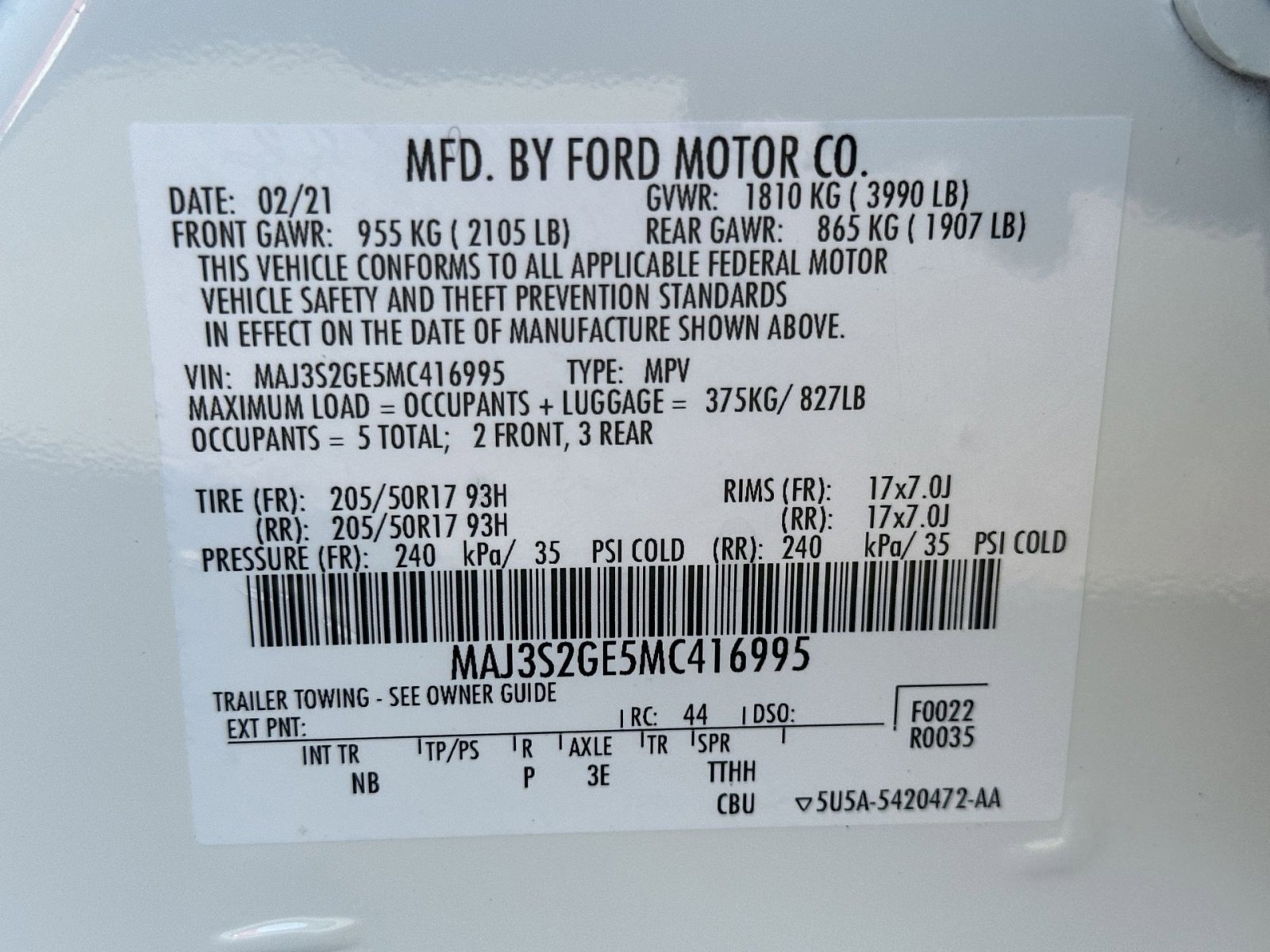 Certified 2021 Ford EcoSport SE w/ SE Appearance Package FWD image 36