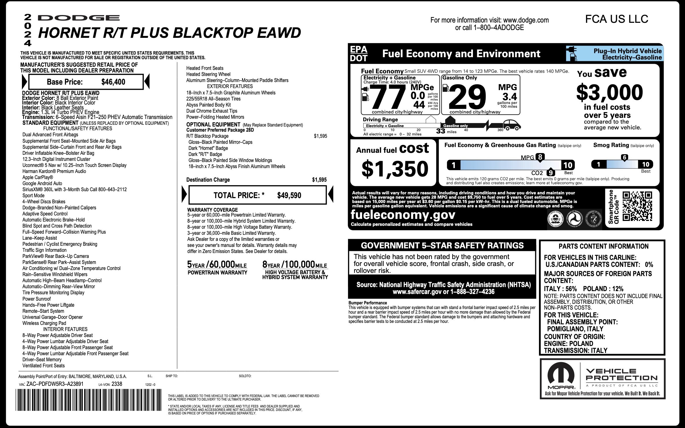 Used 2024 Dodge Hornet R/T Plus w/ R/T Blacktop Package AWD/4WD image 5