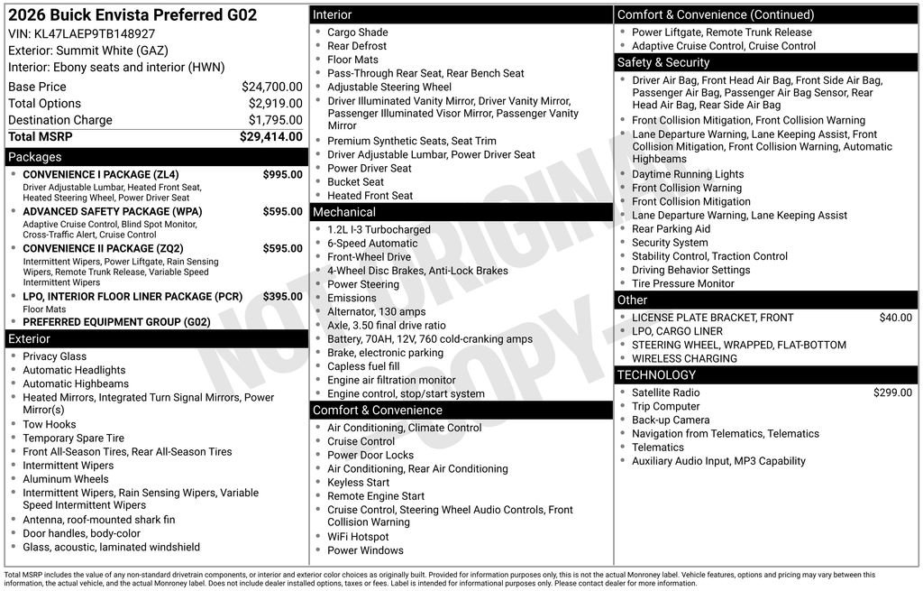 New 2026 Buick Envista Sport Touring w/ Convenience I Package FWD image 48