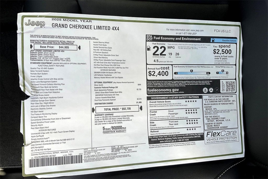 New 2025 Jeep Grand Cherokee Limited w/ Black Appearance Package image 14