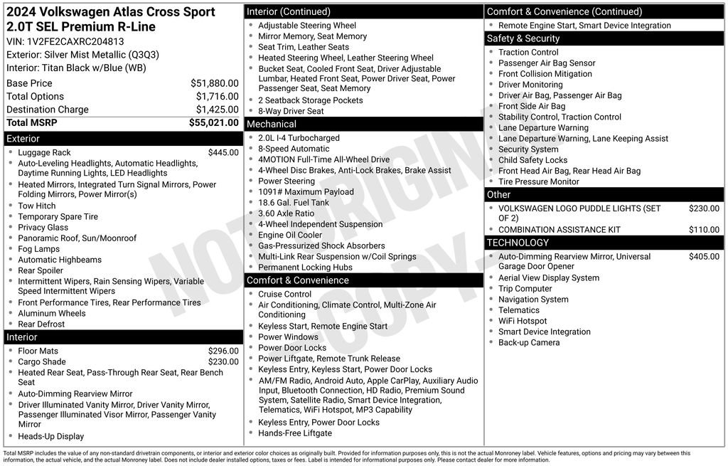 Certified 2024 Volkswagen Atlas Cross Sport SEL Premium R-Line AWD/4WD image 40