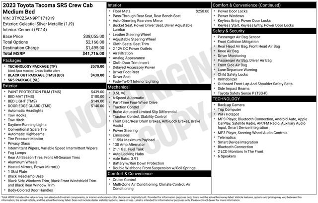 Used 2023 Toyota Tacoma SR5 w/ Technology Package AWD/4WD image 47